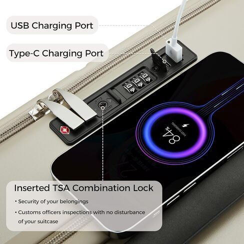 حمل الأمتعة، حقيبة سفر قابلة للتوسيع، فتحة علوية مع قفل TSA وUSB مدمج، حقائب خفيفة الوزن مع عجلات دوارة، حقائب ذات هيكل صلب للكمبيوتر الشخصي معتمدة من شركة الطيران in Kuwait
