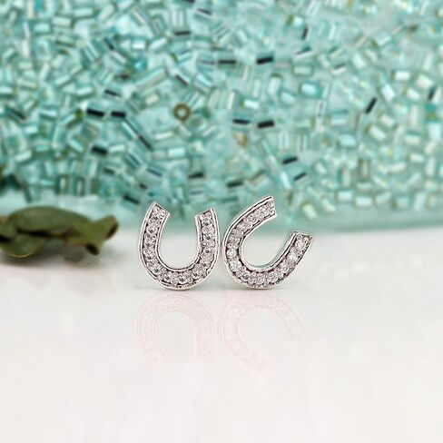 1/10 to 1/3 Carat Diamond Lucky Horseshoe Stud Earrings in 10k Gold (J-L, I1-I2, cttw) Push Back by Diamond Wish in Saudi Arabia