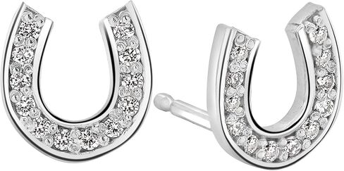 1/10 to 1/3 Carat Diamond Lucky Horseshoe Stud Earrings in 10k Gold (J-L, I1-I2, cttw) Push Back by Diamond Wish in Saudi Arabia