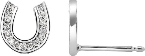 1/10 to 1/3 Carat Diamond Lucky Horseshoe Stud Earrings in 10k Gold (J-L, I1-I2, cttw) Push Back by Diamond Wish in Saudi Arabia