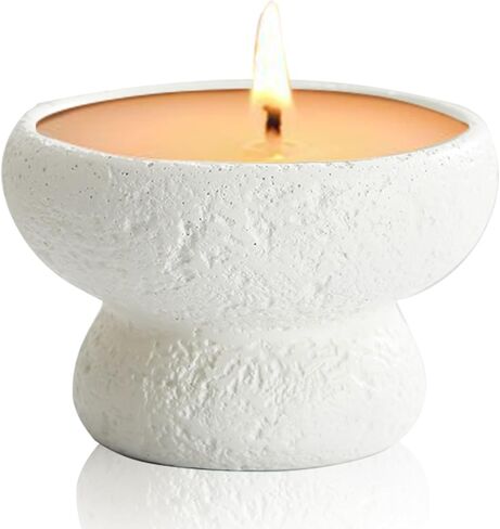 Mini Cement Candle Holder with Volcano Stone Design - Elegant Tealight Holder for Romantic Atmosphere, Perfect for Table Centerpieces & Home Décor (White) in Saudi Arabia