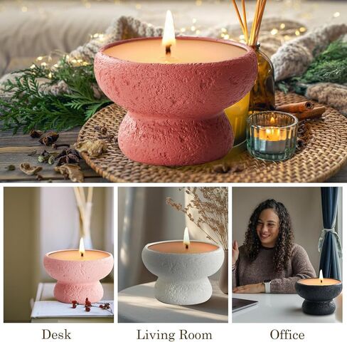 Mini Cement Candle Holder with Volcano Stone Design - Elegant Tealight Holder for Romantic Atmosphere, Perfect for Table Centerpieces & Home Décor (White) in Saudi Arabia