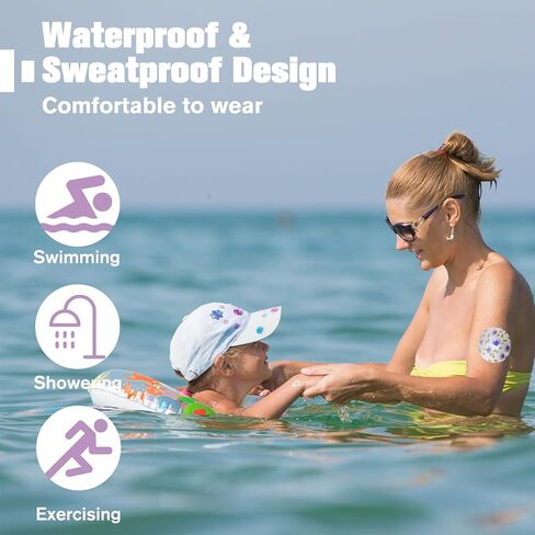 Libre 3 Sensor Covers Waterproof 20 Pack Adhesive Patches for Libre 3 Plus,Breathable Hypoallergenic & Latex-Free Overpatch,Long Stay Protection,Flower Print in Saudi Arabia