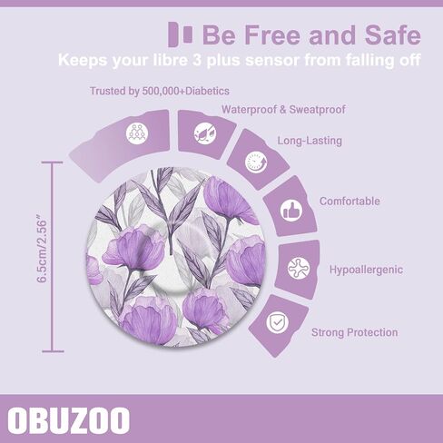 Libre 3 Sensor Covers Waterproof 20 Pack Adhesive Patches for Libre 3 Plus,Breathable Hypoallergenic & Latex-Free Overpatch,Long Stay Protection,Flower Print in Saudi Arabia