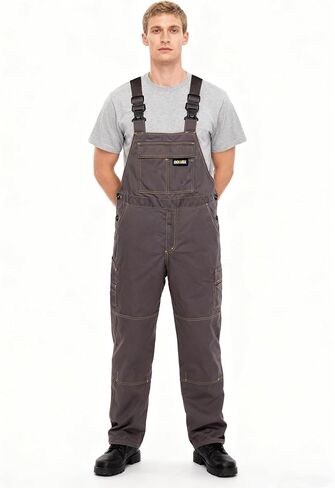 Men's Bib Overalls Sturdy Canvas Work Overalls with Knee Pad Pockets in Saudi Arabia