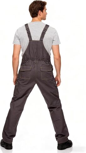 Men's Bib Overalls Sturdy Canvas Work Overalls with Knee Pad Pockets in Saudi Arabia