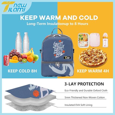 NEW TILAMI Kids Lunch Bag Double Insulated for tilami Rolling Backpack Girls Boys forTravel School Picnic, Court Blue in Saudi Arabia