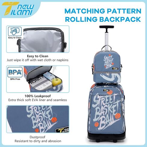 NEW TILAMI Kids Lunch Bag Double Insulated for tilami Rolling Backpack Girls Boys forTravel School Picnic, Court Blue in Saudi Arabia