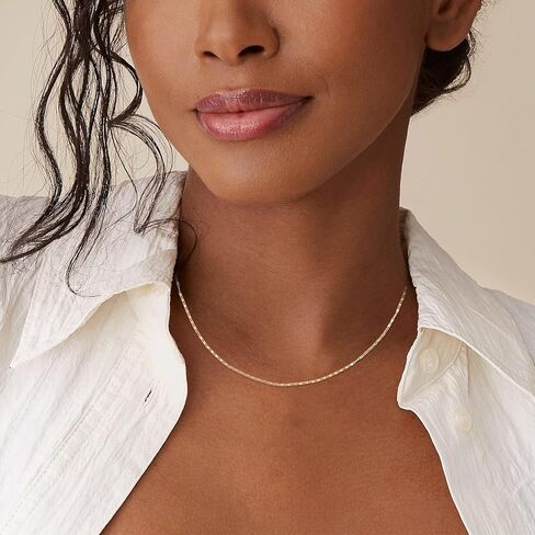 14K Solid Gold Unisex 2mm Flat Mariner Link Chain Necklace- 14k Gold Necklaces, 14K Gold Chain for Pendants 16,18,20,22,24,28,30Inch in Saudi Arabia