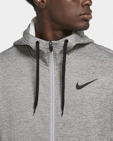 سويت شيرت بقلنسوة للتدريب الرياضي Therma بسحاب كامل للرجال من Nike (AS1، ألفا، L، عادي، عادي، رمادي داكن منقط، كبير) in Kuwait