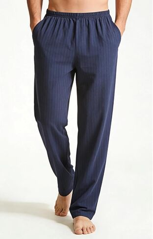 Mens Pajama Pants, Ultra-Thin Lightweight Plaid Cotton Lounge Loose Comfortable Sleepwear Casual Wearable Home Pants(L-XXL) in Kuwait