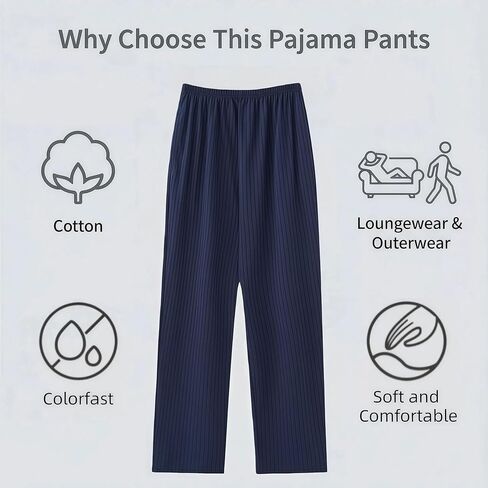 Mens Pajama Pants, Ultra-Thin Lightweight Plaid Cotton Lounge Loose Comfortable Sleepwear Casual Wearable Home Pants(L-XXL) in Kuwait