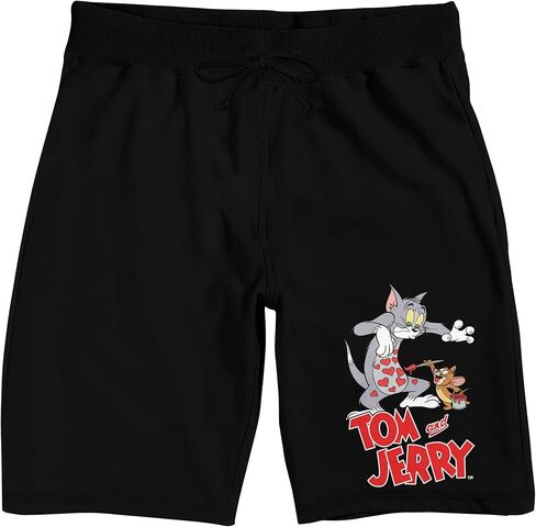 Tom & Jerry Cat & Mouse Chase Men's Black Graphic Sleep Shorts in Saudi Arabia