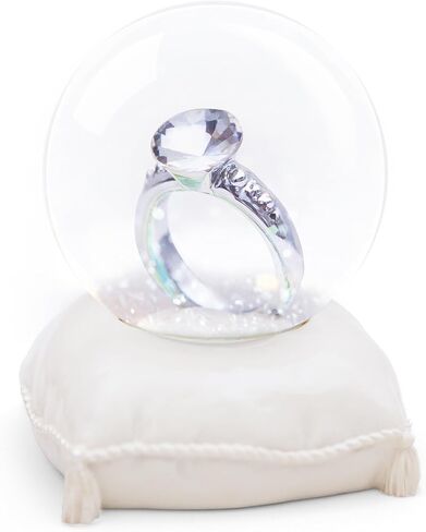 Miniature Engagement Ring Snow Globe, Elegant Keepsake on Cushion Base, Collectible Ornament for Weddings, Anniversaries, Proposals, and Romantic Gifts in Saudi Arabia