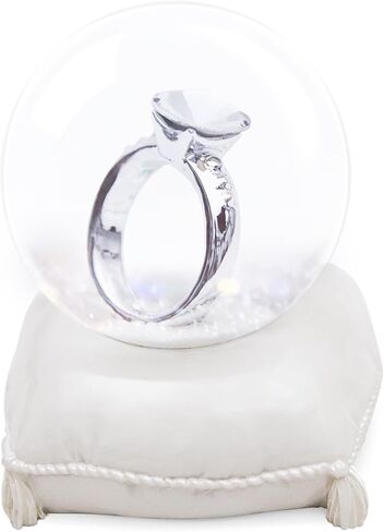 Miniature Engagement Ring Snow Globe, Elegant Keepsake on Cushion Base, Collectible Ornament for Weddings, Anniversaries, Proposals, and Romantic Gifts in Saudi Arabia
