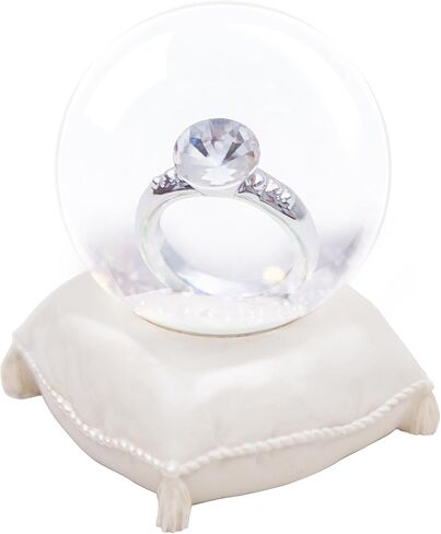 Miniature Engagement Ring Snow Globe, Elegant Keepsake on Cushion Base, Collectible Ornament for Weddings, Anniversaries, Proposals, and Romantic Gifts in Saudi Arabia