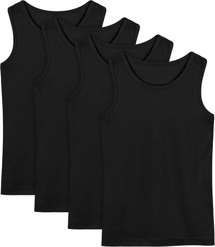 Poroka 4 Pack Toddler Tank Top Boys Cotton Tank Undershirt Kids Sleeveless Undershirts Soft Round Neck Tank Tops in Kuwait