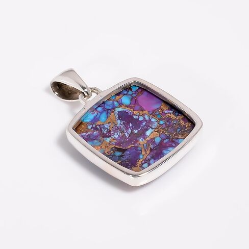NANDARANI Natural Purple and Blue Copper Turquoise Pendant for Women – 925 Sterling Silver Boho Jewelry – Unique Gemstone Charm for Any Occasion in Saudi Arabia