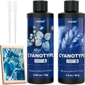 16oz Cyanotype Sensitizer Kit with 2 Droppers, Sponge Brush, Easy to Store Cyanotype Chemicals Dye Powder for Photographic Blueprints on Paper and Fabric, Sun Printing Kit for Beginners and Artists in Kuwait