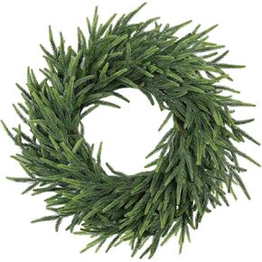 26-Inch Norfolk Pine Wreath - Real Touch Artificial Christmas Wreath for Front Door, Wall, Window, and Porch Decor - Farmhouse Indoor Outdoor Holiday Decorations in Saudi Arabia