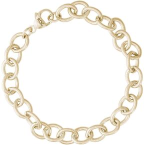 8" Gold-Plated Sterling Silver Open Cable Link Classic Charm Bracelet by Rembrandt in Saudi Arabia