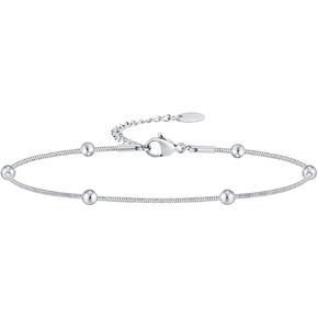 New 2026 Adjustable Satellite Beaded Anklet Bracelets For Women, Stainless Steel Beach Foot Chain Stainless Steel Waterproof Jewelry Fashion Accessories Creative Gift in Saudi Arabia