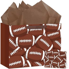 Hooqict Baseball Gift Bag Baseball Birthday Party Gift Wrapping Bag with Tissue Paper and Greeting Card for Boys Men Sport Birthday Party Supplies Goodie Treat Baseball Birthday Gift Bag in Kuwait