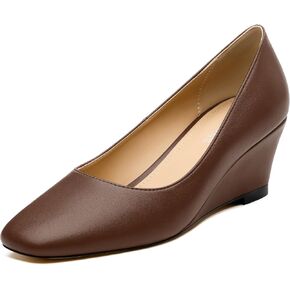 WAYDERNS Closed Toe Wedge Heels for Women Professional Slip on Work Pumps with 2.5 Inch Heel Comfortable Square Toe Office Dress Shoes in Kuwait