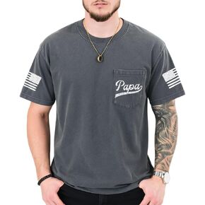 Papa Shirt, Papa Pocket T-Shirt, Papa Flag Shirt, Gift for Papa, Dad, Birthday, Father's Day, Christmas in Kuwait