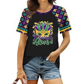 Mardi Gras Shirts for Women New Orleans Mardi Gras Outfit Fat Tuesday Tshirt Carnival Fleur De Lis Graphic Party Top in Kuwait