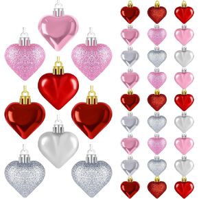 36 قطعة من زخارف القلب، مقاسين من الحلي المعلقة بألوان فضية حمراء وردية، حلي لامعة لديكور يوم الحب، ديكورات لحفلات الزفاف in Kuwait