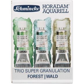 Schmincke - HORADAM® AQUARELL, Super Granulation Set Glacier, 5 x 15 ml tubes, 74 840 097, wooden box, very strong granulating colors, finest supergranulating watercolors in Kuwait