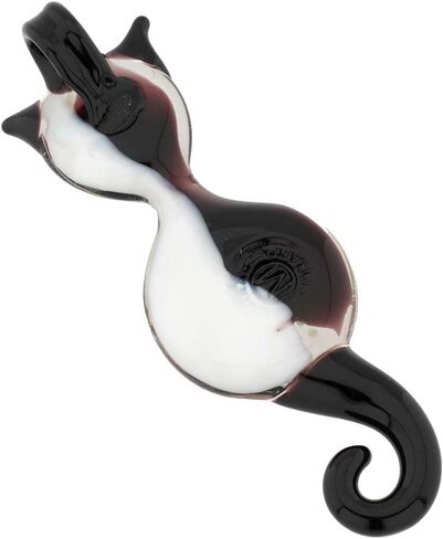 Glass Of Venice Murano Glass Cat Pendant - Black and White in Saudi Arabia