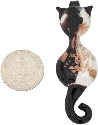 Glass Of Venice Murano Glass Cat Pendant - Black and White in Saudi Arabia