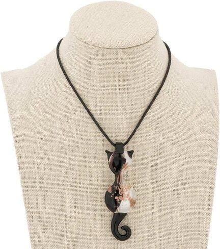 Glass Of Venice Murano Glass Cat Pendant - Black and White in Saudi Arabia