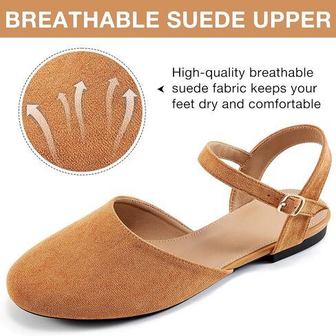 Ecetana Womens Flats Sandals Dressy Summer Comfortable Casual Fashion Round Toe Slingback Shoes with Buckle Ankle Strap in Kuwait