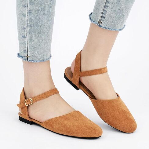Ecetana Womens Flats Sandals Dressy Summer Comfortable Casual Fashion Round Toe Slingback Shoes with Buckle Ankle Strap in Kuwait