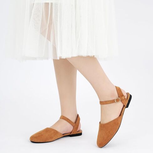 Ecetana Womens Flats Sandals Dressy Summer Comfortable Casual Fashion Round Toe Slingback Shoes with Buckle Ankle Strap in Kuwait