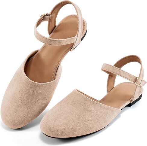 Ecetana Womens Flats Sandals Dressy Summer Comfortable Casual Fashion Round Toe Slingback Shoes with Buckle Ankle Strap in Kuwait