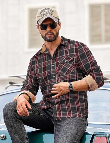 COOFANDY Men's Plaid Long Sleeve Button Down Shirt in Saudi Arabia