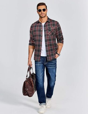 COOFANDY Men's Plaid Long Sleeve Button Down Shirt in Saudi Arabia