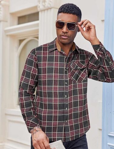 COOFANDY Men's Plaid Long Sleeve Button Down Shirt in Saudi Arabia