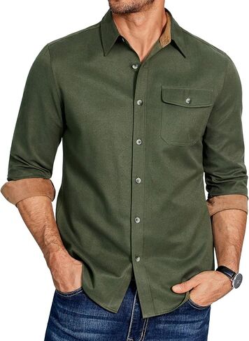 COOFANDY Men's Plaid Long Sleeve Button Down Shirt in Saudi Arabia