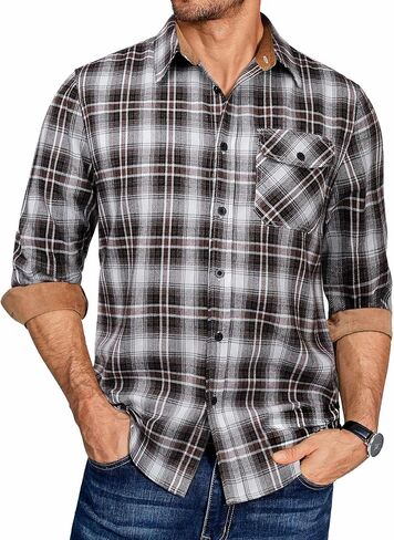 COOFANDY Men's Plaid Long Sleeve Button Down Shirt in Saudi Arabia