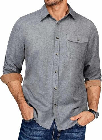 COOFANDY Men's Plaid Long Sleeve Button Down Shirt in Saudi Arabia