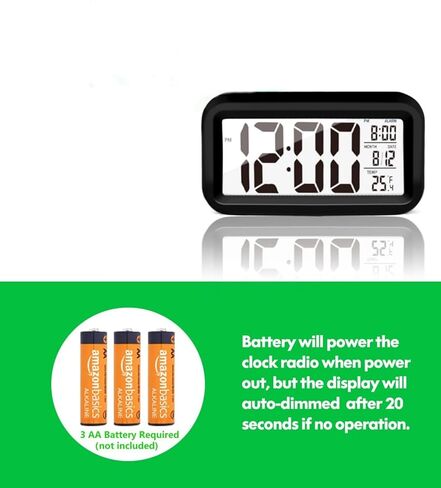 ساعة منبه للأطفال مع درجة حرارة داخلية، تعمل بالبطارية، نموذج قيلولة بعد الظهر، عرض 12/24 ساعة لغرف النوم الثقيلة، ساعة ذكية للأطفال أثناء السفر والحمام، وردي (أسود) in Kuwait