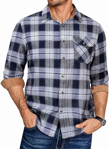 COOFANDY Men's Plaid Long Sleeve Button Down Shirt in Saudi Arabia