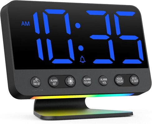 Digital Alarm Clock with Large Numbers for Bedrooms: Bold Display Readable Across The Room with 5 Level Brightness - 5 Alarm Sounds 8 Night Lights for Kids Seniors Teens - Green in Saudi Arabia