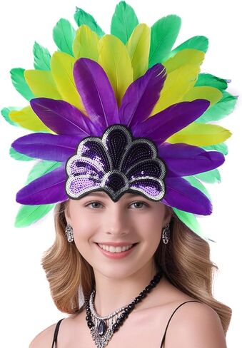 Mardi Gras Headbands, Carnival Feather Headwear, Fasinator Headpiece for Show Girl in Saudi Arabia