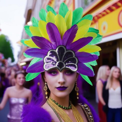 Mardi Gras Headbands, Carnival Feather Headwear, Fasinator Headpiece for Show Girl in Saudi Arabia